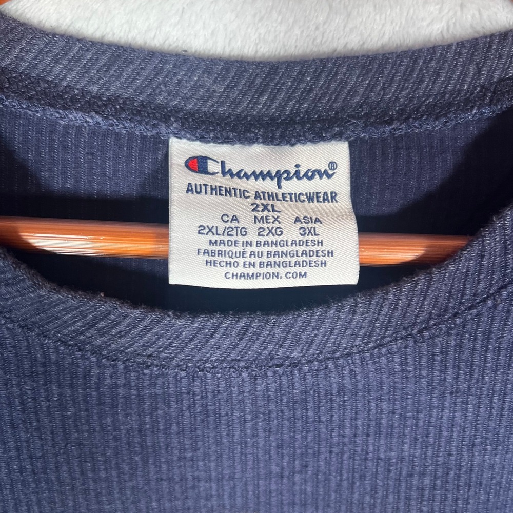 Champion NAU Lumberjacks Shirt Men 2XL Navy Blue Waffle Knit Thermal Long Sleeve - Picture 2 of 8